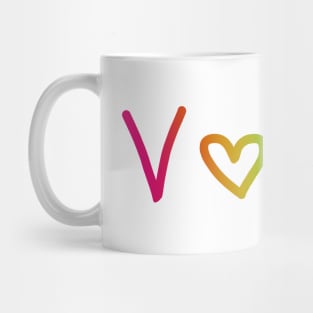 Vote. (Rainbow Ombre, Heart Font) Mug